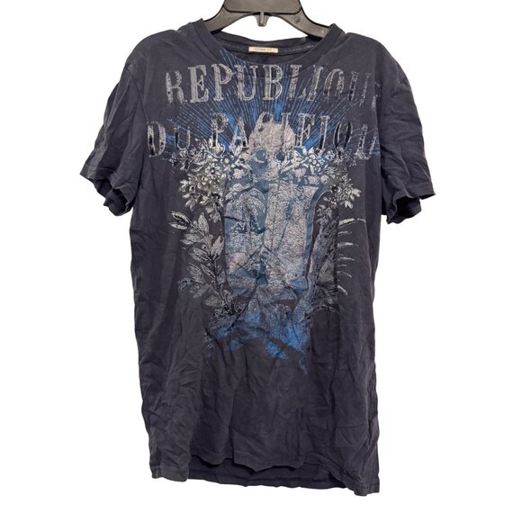 Vintage American Eagle Outfitters Graphic T-Shirt Men Small Blue Vintage Fit 100 - Picture 1 of 6